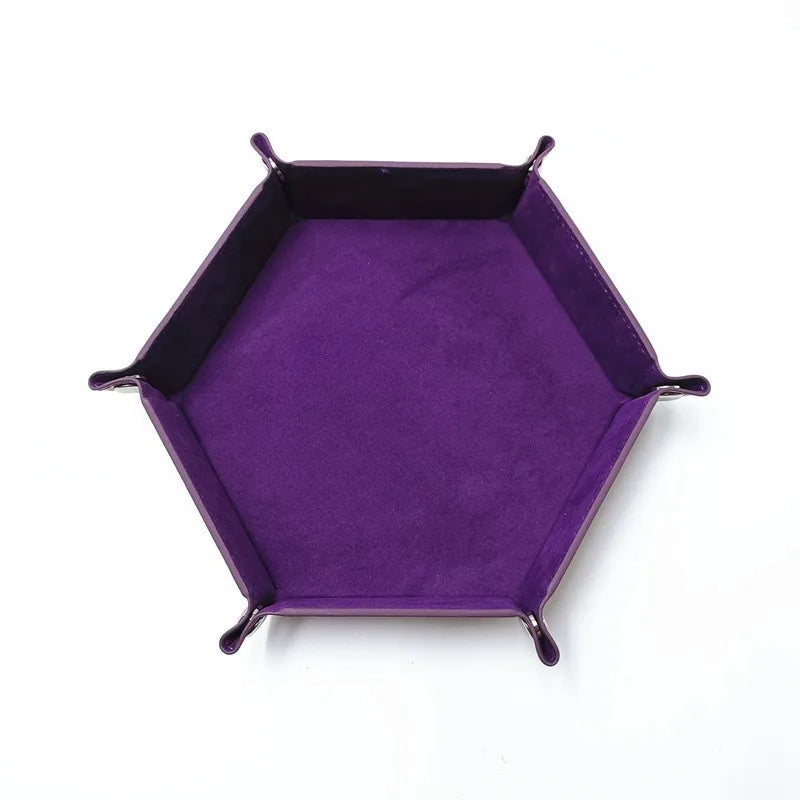 Hexagonal felt dice tray foldable storage box game tray desktop storage box jewelry tray