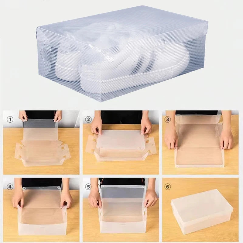 12 Piece Transparent Shoe Box Stackable Shoe Box Storage Plastic Shoe Box Dustproof Sports Shoe Box, Optional Specifications