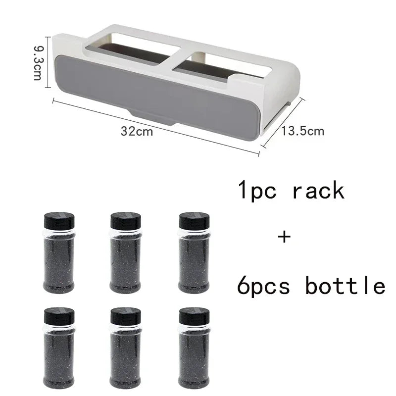 Kitchen Seasoning Bottle Storage Rack Spice Rack Self-adhesive Wall-mounted Under-Shelf Spice Organizer Kitchen Storage Rack