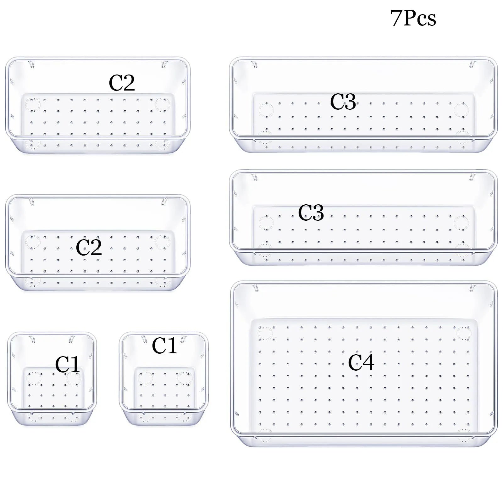 Drawer Organizers Clear Plastic Tub Containers for Bathroom Dressing Table Storage, Home Organization Makeup Kit
