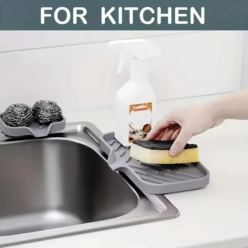 Silicone Faucet Pad Sink Tray Soap Sponge Storage Rack Soap Tray Kitchen Storage Rack Sponge Drainage Pad Soap Dispenser Kitchen