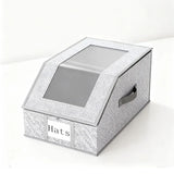 Hat Storage Box with Clear WindowFoldable Organizer for Accessories hat dust ProofStorage Box Large Capacity Stackable