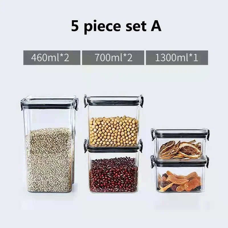 460-1800ml Sets Stackable Kitchen Sealed Jar Plastic Food Storage Box Multigrain Tank Bottle Dried Fruit Tea Storage Containers