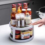 1 PC 2-layer 360-degree rotating spice storage rack non-slip turntable storage tray cosmetic storage box for space saving