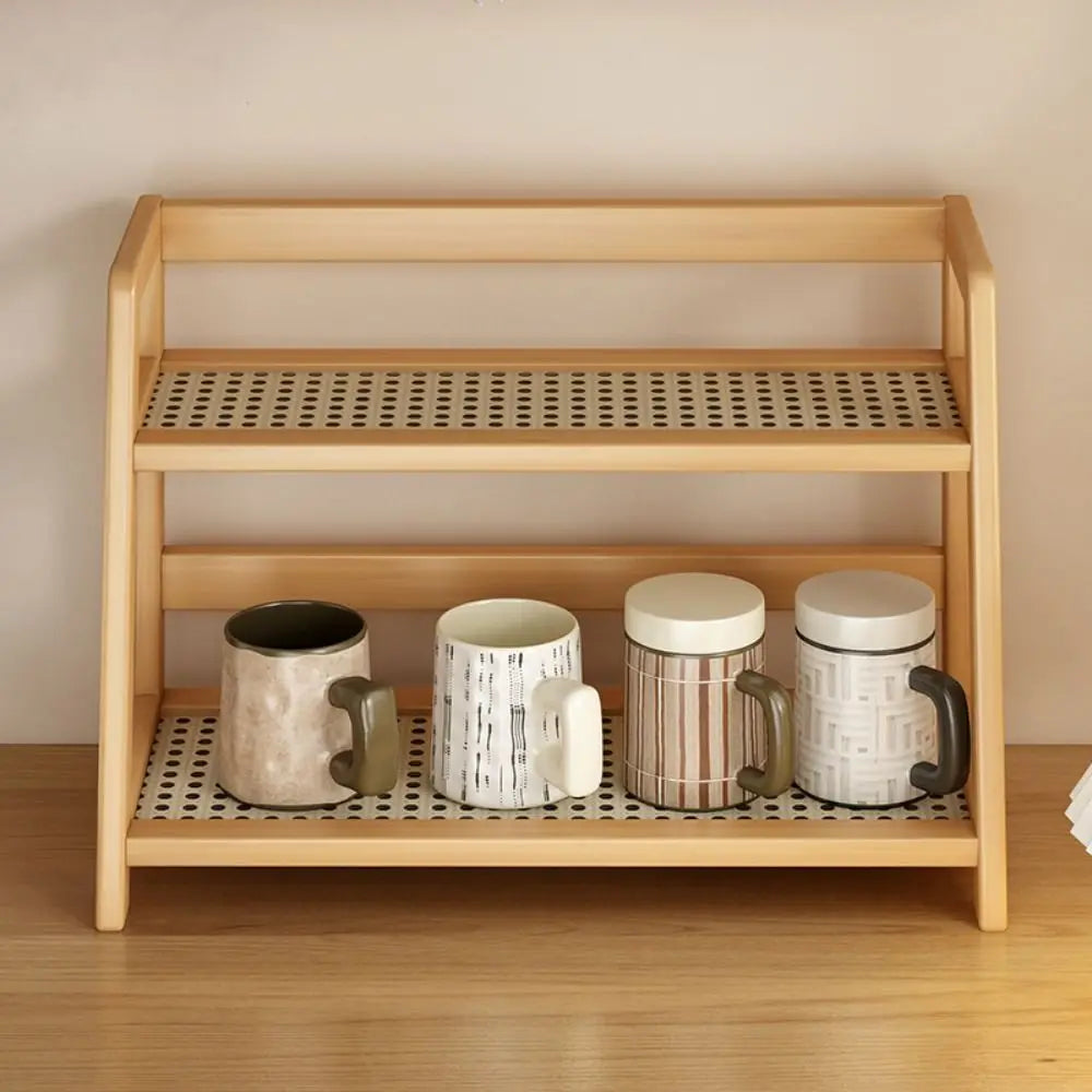New Fashion 2 Layer Wooden Storage Shelf Multipurpose Countertop Organizer Durable Bamboo Storage Shelf Kitchen Rack