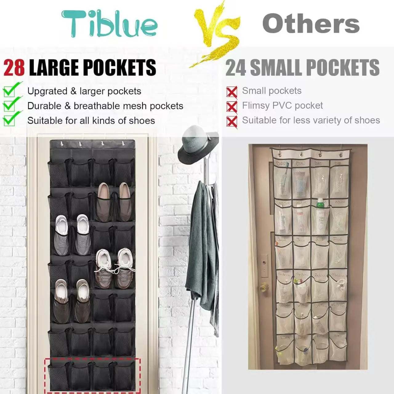 14/24/40 Grids Over The Door Shoe RackMesh Pockets Hanging Shoe Organizer For Closet Hanging Shoe Rack Holder