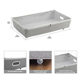 Rolling Under Bed Storage Bin with Zipper for Shoes and Clothes Organization in Gray