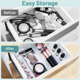 25Pcs Clear Plastic Drawer Organizer Set, 4 Sizes Desk Divider Bins for Makeup Jewelry Gadgets Kitchen Bathroom Office
