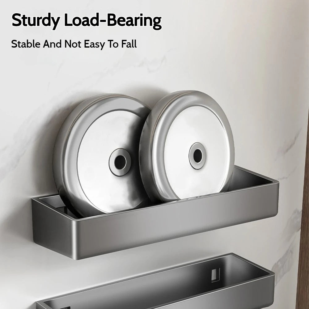 Grey Wall-Mounted Kitchen Spice Rack Kitchen Storage Rack Household Multifunctional Carbon Steel Storage Box Kitchen Accessories