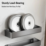 Grey Wall-Mounted Kitchen Spice Rack Kitchen Storage Rack Household Multifunctional Carbon Steel Storage Box Kitchen Accessories