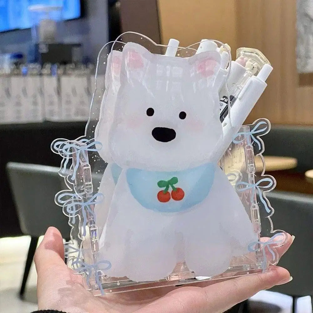 Acrylic Fish Cake Pen Holder Cute Dog Pen Holder Large-Capacity Desktop Stationery Pen Storage Box Home Office Supplies