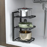 Height Adjustable Heavy Duty Pot and Pan Organizer Rack for under Cabinet and Under Sink Organizers and Storage