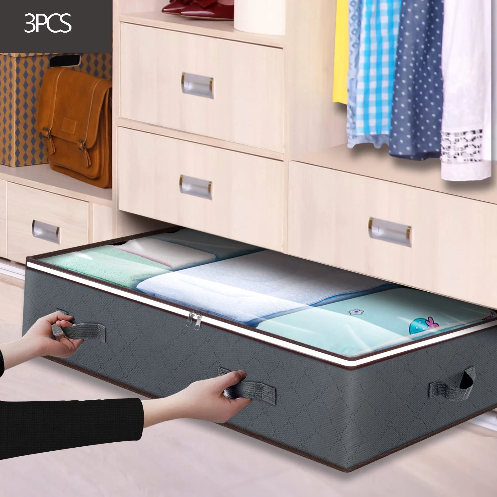 New Non-woven Underbed Quilt Storage Bag Organizer Wardrobe Clothes Dust Moisture-proof Finishing Bag Foldable Storage Box