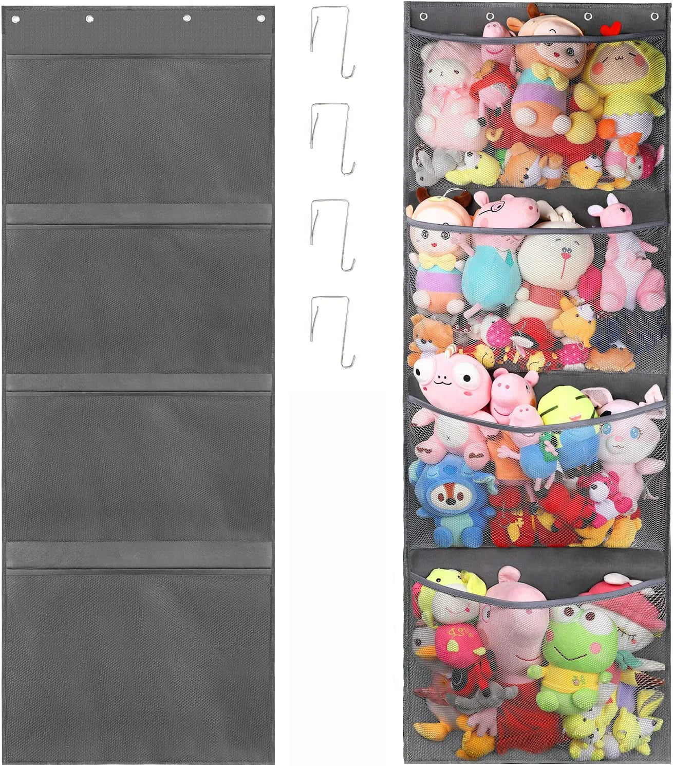 Over Door Hanging Storage Bag for Stuffed Animals & Baby Toys, Hammock Toy Organizer Net, Space-Saving Storage Solution