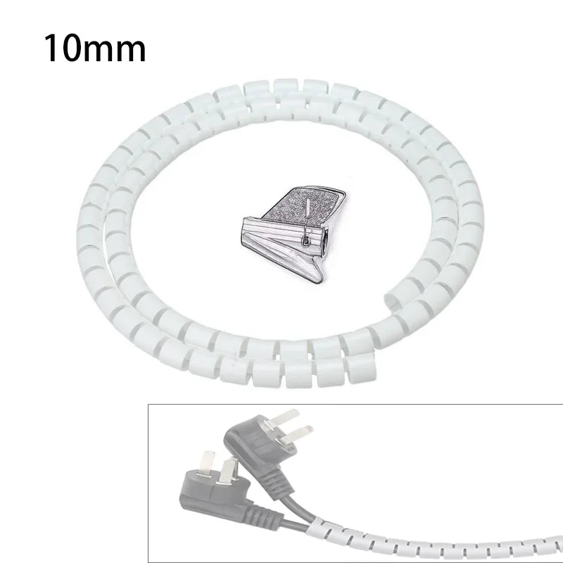 2m 8/10/16/22/28/32/42mm Cable Protector Wire Organizer Computer Cord Protective Bite Tube Clip Management Tool Spiral Winder