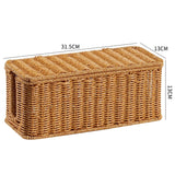 Handcrafted Rattan Cable Management Box Durable Rattan CableStorage Basket Cords Hider Box Desk Cord Organizer Space-Saving