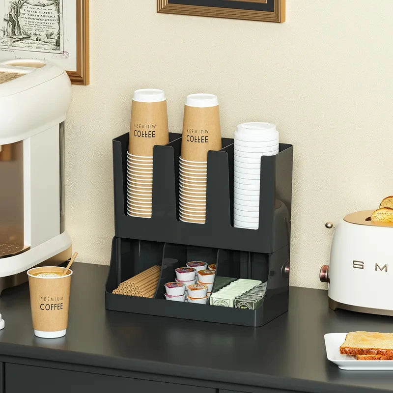 Countertop Wall-mounted Coffee Organizer Cup Condiment Storage Rack Household Bar Accessories