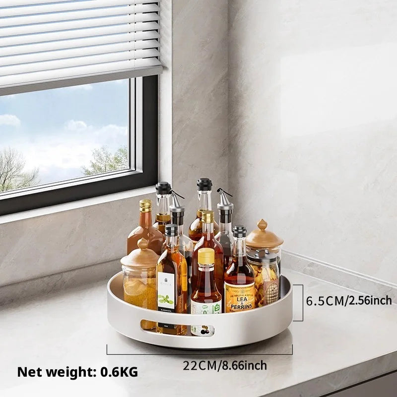 360° Rotating Kitchen Spice Rack Carbon Steel Lazy Susan Turntable Organizer for Pantry Cabinet Countertop