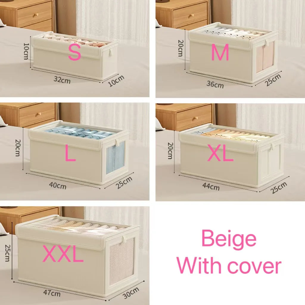 Foldable Clothes Storage Box with Transparent Window, Oxford Cloth, Household, Dustproof, 1Pc