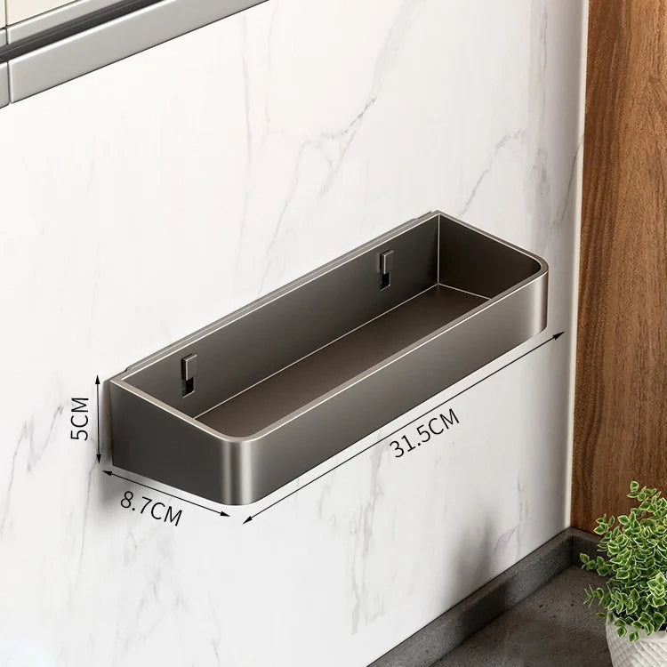 Grey Wall-Mounted Kitchen Spice Rack Kitchen Storage Rack Household Multifunctional Carbon Steel Storage Box Kitchen Accessories