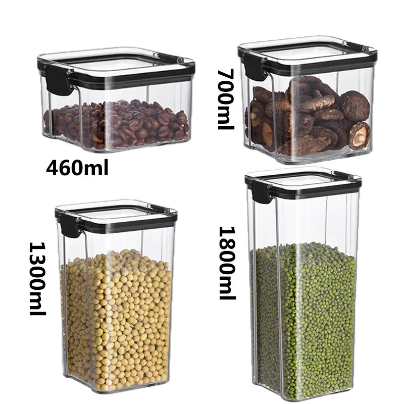 460-1800ml Sets Stackable Kitchen Sealed Jar Plastic Food Storage Box Multigrain Tank Bottle Dried Fruit Tea Storage Containers