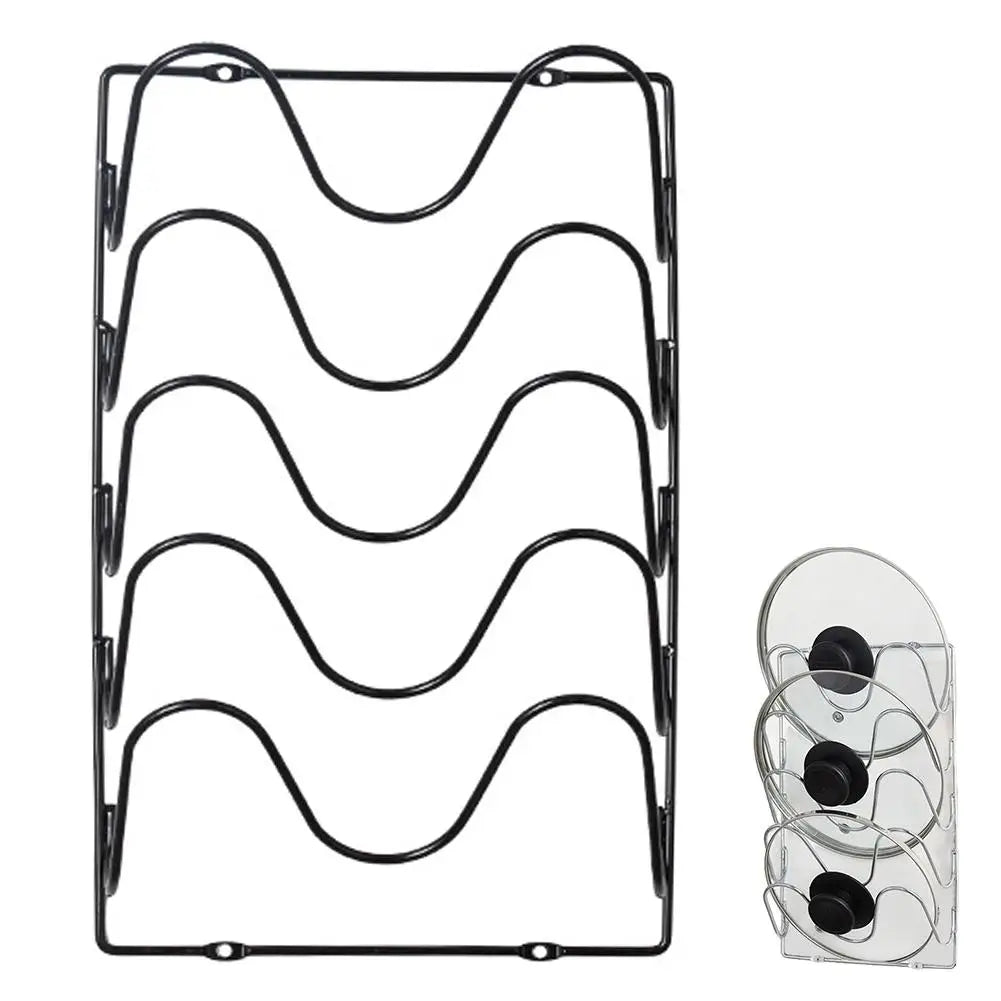 Kitchen Organizer Rack Wall Hanging Pot Cover Rack Five-Layer Pot Lid Metal Rust-Free Multifunctional Rack Pot Lid Storage Rack