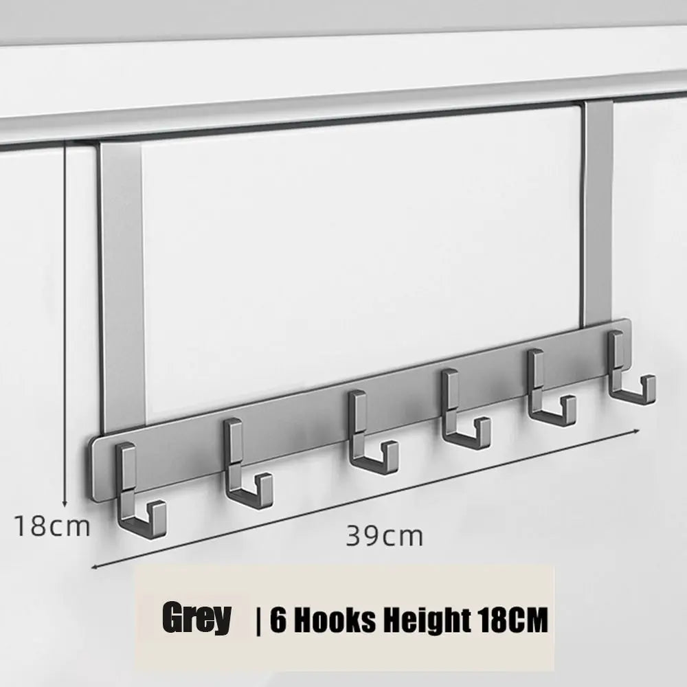 Hooks Over The Door 6 Hooks Clothes Coat Hat Towel Hanger Home Bathroom Organizer Rack Kitchen Accessories Holder