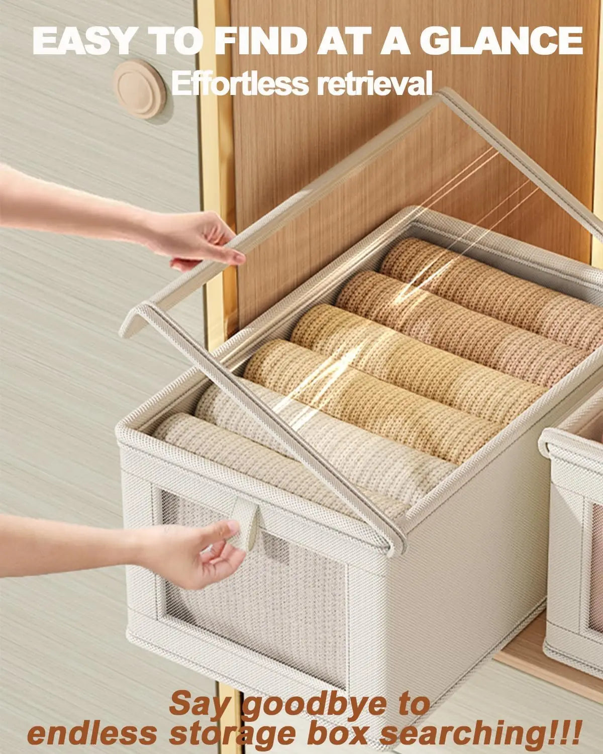 Foldable Clothes Storage Box with Transparent Window, Oxford Cloth, Household, Dustproof, 1Pc