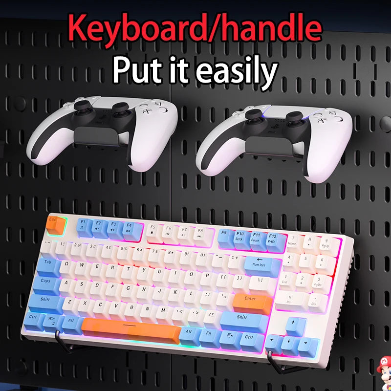 Desktop pegboard storage kit: Stand-up clip - on panels, perfect for home office and study storage.