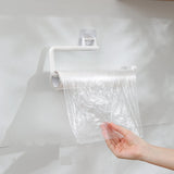 No-Drill Under Cabinet Paper Towel Holder with Towel Hook,Self-Adhesive Plastic Paper Roll Rack,Kitchen Tissue & Cloth Organizer