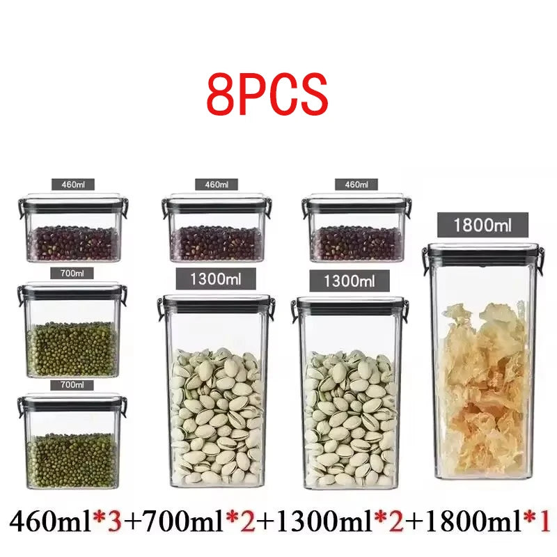 460-1800ml Sets Stackable Kitchen Sealed Jar Plastic Food Storage Box Multigrain Tank Bottle Dried Fruit Tea Storage Containers
