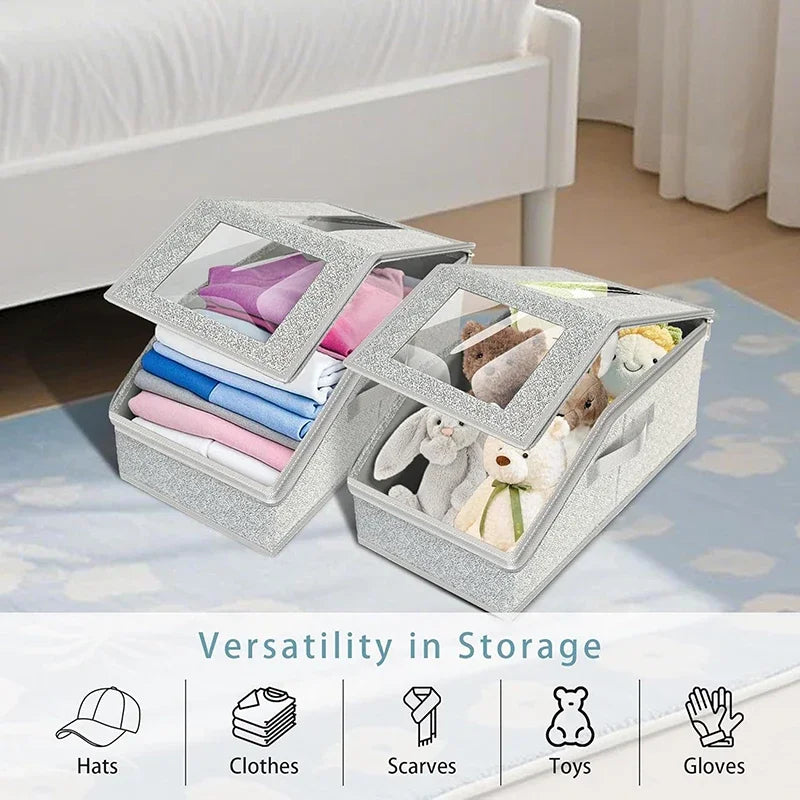 Hat Storage Box with Clear WindowFoldable Organizer for Accessories hat dust ProofStorage Box Large Capacity Stackable