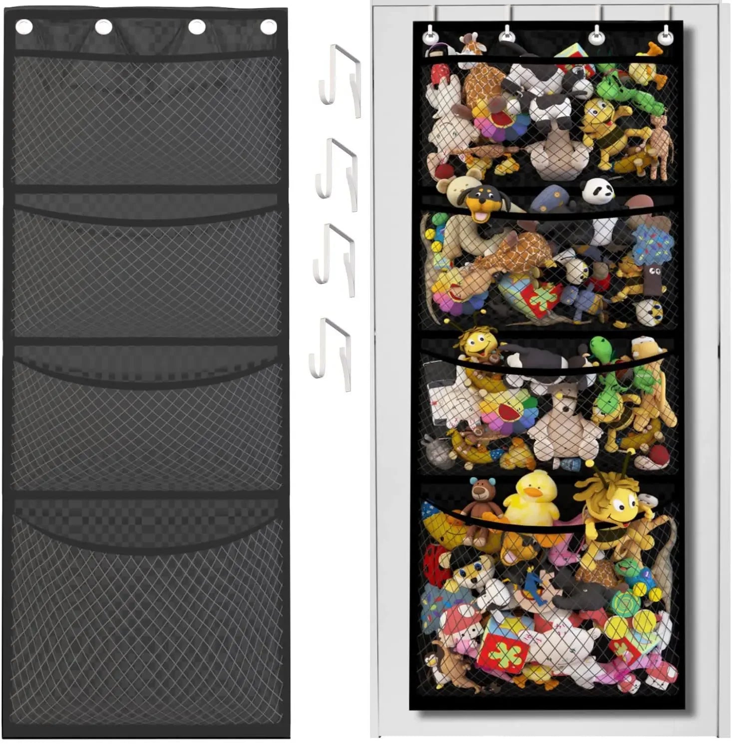 Over Door Hanging Storage Bag for Stuffed Animals & Baby Toys, Hammock Toy Organizer Net, Space-Saving Storage Solution