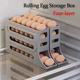 4 Layer Automatic Rolling Egg Dispenser Refrigerator Storage Box Fridge Organizer Rack for Kitchen