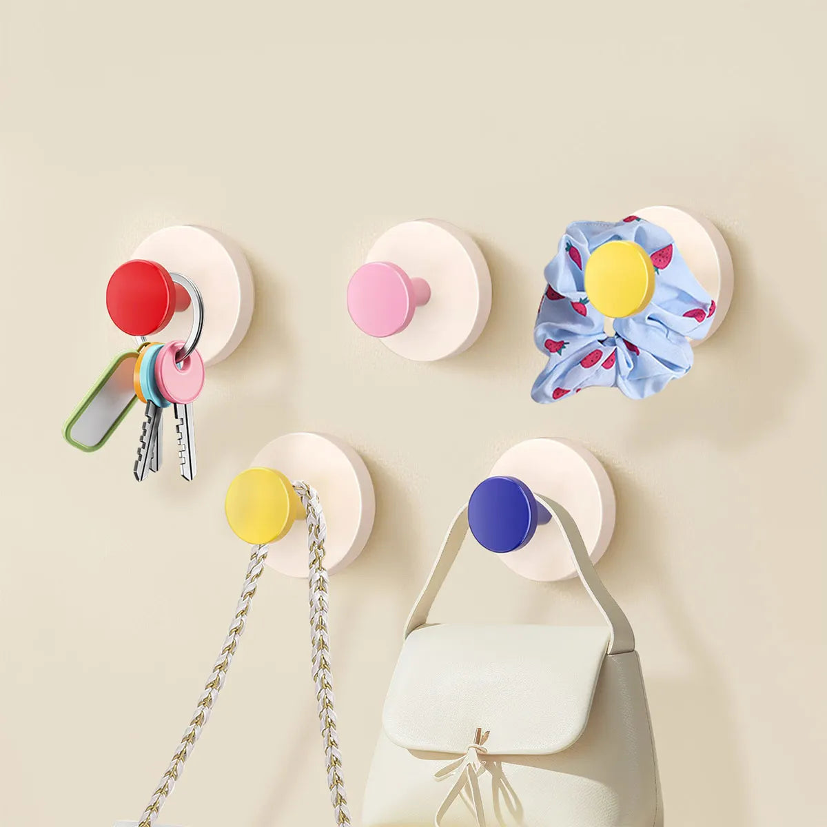 Colorful strong suction cup hook, no punching bathroom kitchen hook - movable, suitable for keys, towels, bags, dolls
