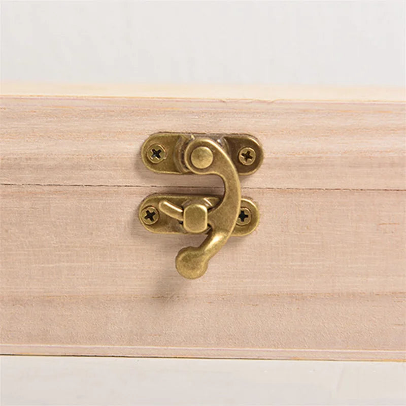 1Pc Retro Jewelry Box Organizer Desktop Natural Wood Clamshell Storage Case
