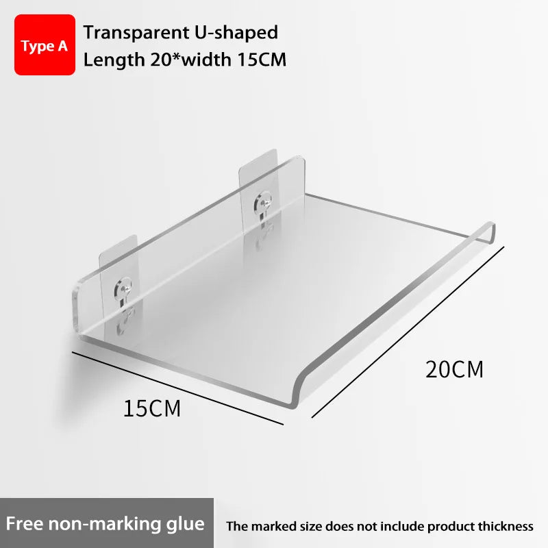 Self Adhesive Storage Shelf Wall-mounted Storage Rack Removable Bathroom Shower Organizer Kitchen Wardrobe Bathroom Accessories