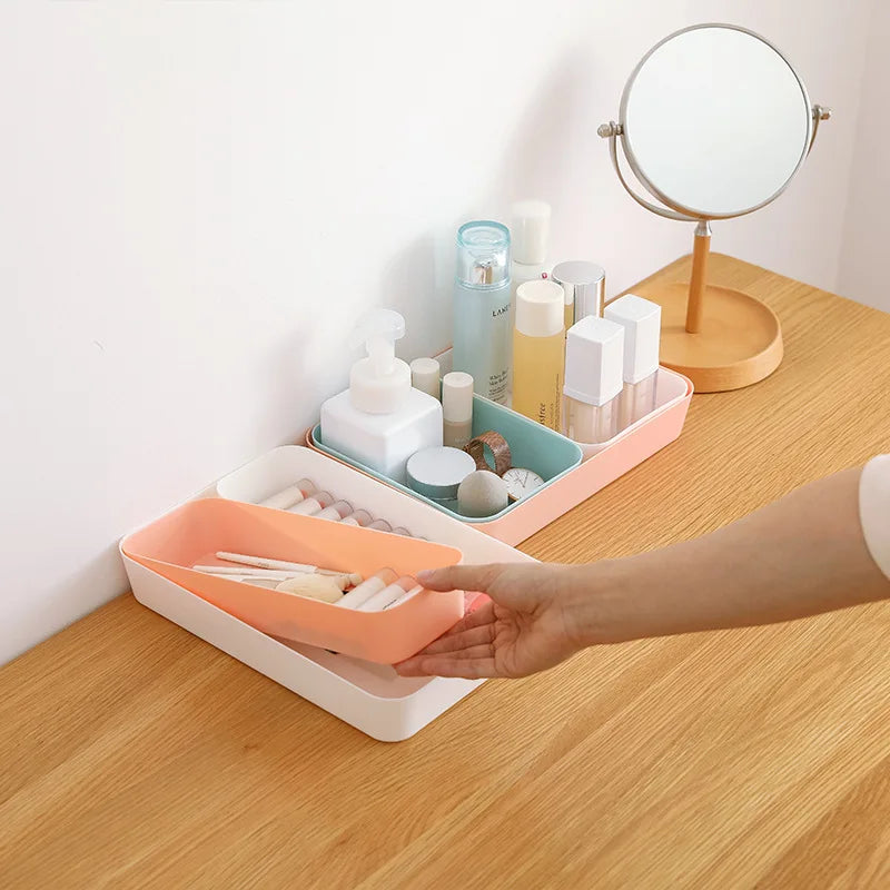 2547 Drawer separated storage box kitchen tableware small box rectangular plastic desktop cosmetics storage