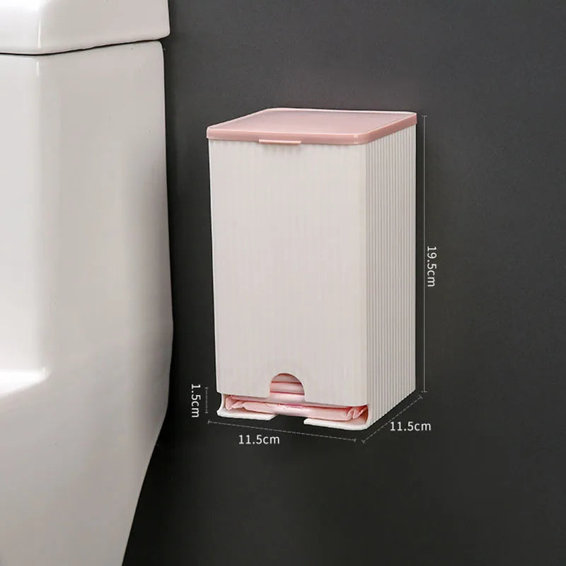 Wall-Mounted Bathroom Organizer - Flip-Top Storage Box for Feminine Care & Cotton Swabs, Water-Resistant Plastic Cabinet