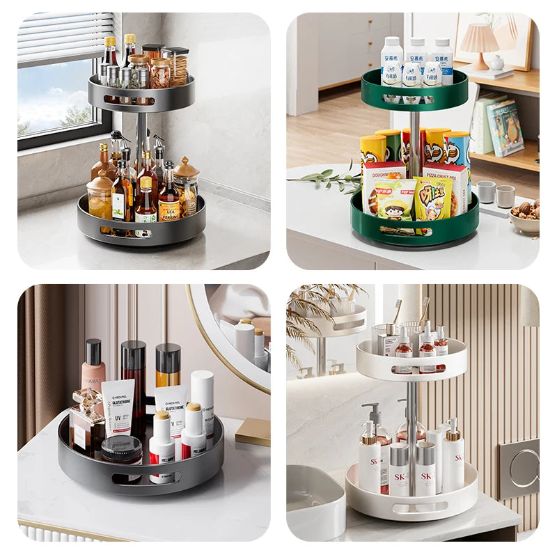 360° Rotating Kitchen Spice Rack Carbon Steel Lazy Susan Turntable Organizer for Pantry Cabinet Countertop