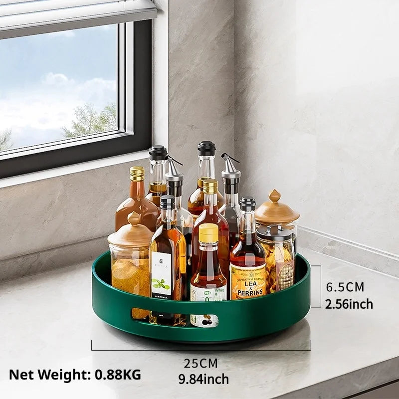 360° Rotating Kitchen Spice Rack Carbon Steel Lazy Susan Turntable Organizer for Pantry Cabinet Countertop