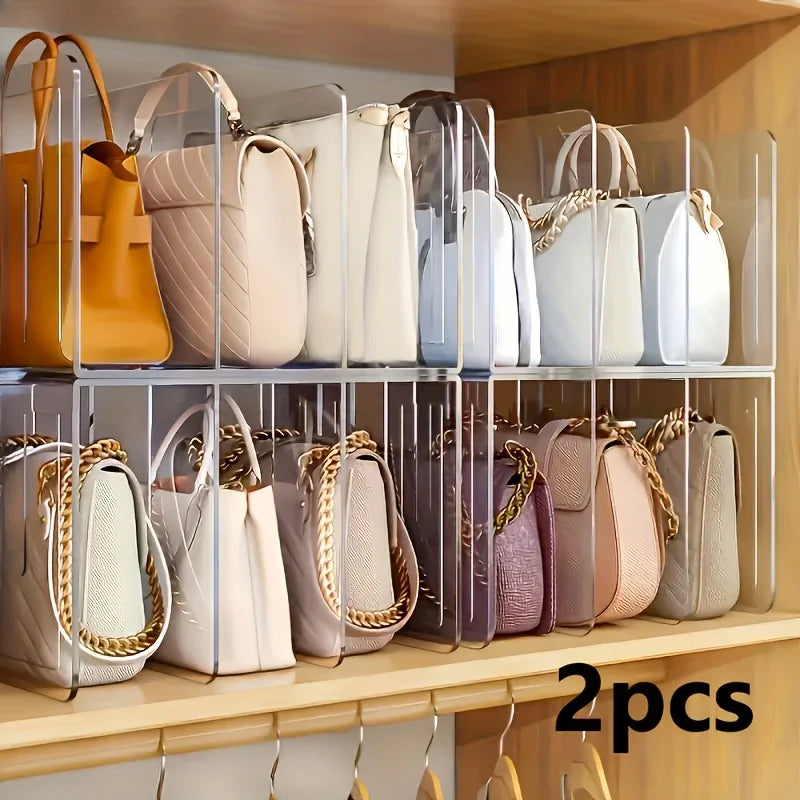 1/2-Pack Clear Acrylic Handbag Organizers - Space-Saving Closet Racks for Purses & Wallets