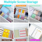 Pack Adjustable Drawer Organizers, Clear Expandable Dresser Organizers for Storing Clothes Kitchen Utensils