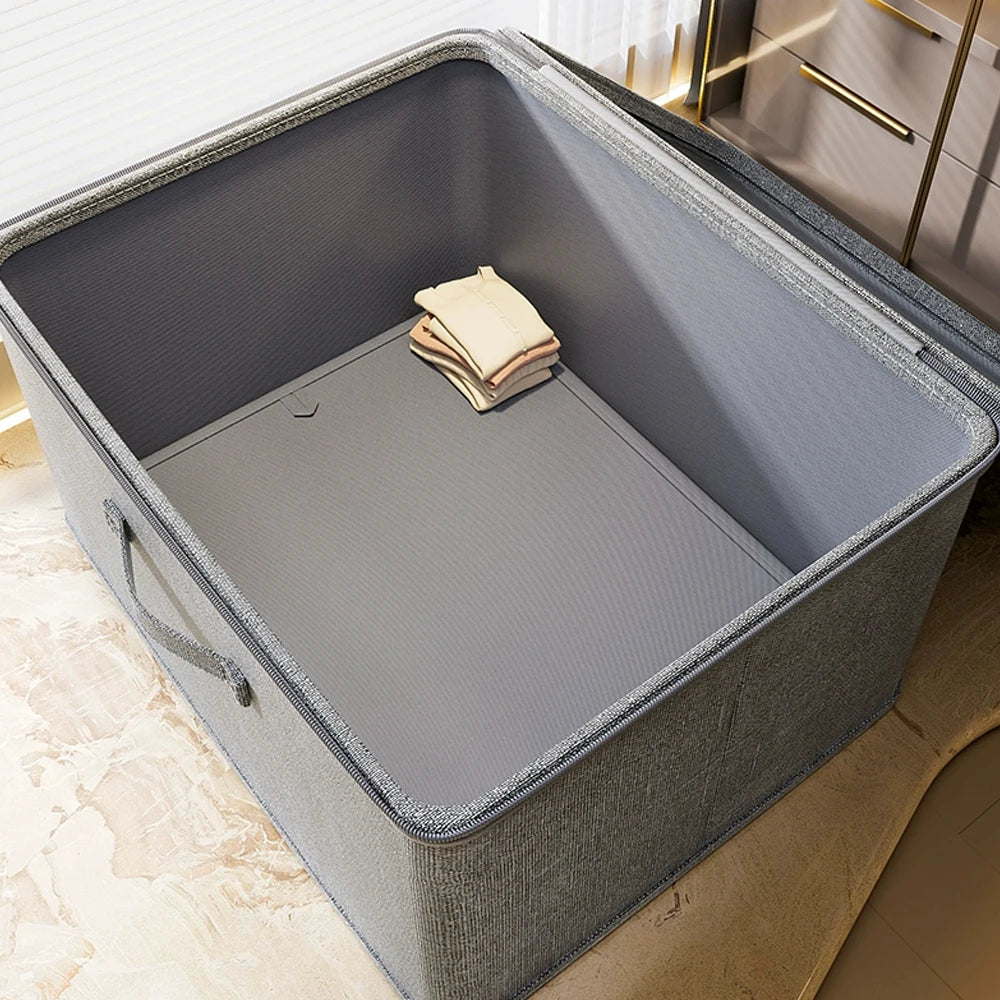 Foldable Storage Box with Cover,Clothes Storage Box with Zipper,Large Capacity Quilt Storage Box Wardrobe Underwear Organizer Bo