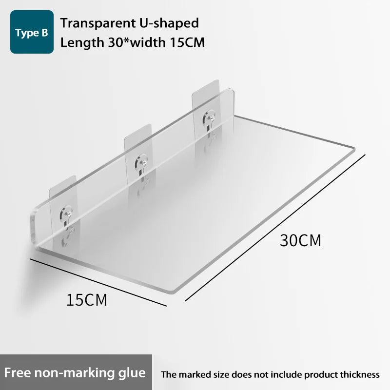 Self Adhesive Storage Shelf Wall-mounted Storage Rack Removable Bathroom Shower Organizer Kitchen Wardrobe Bathroom Accessories