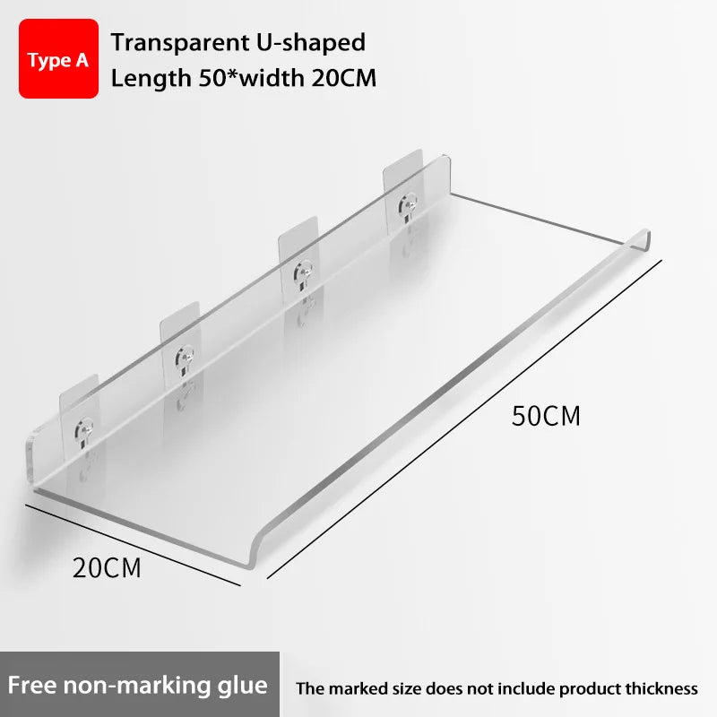 Self Adhesive Storage Shelf Wall-mounted Storage Rack Removable Bathroom Shower Organizer Kitchen Wardrobe Bathroom Accessories