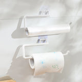 No-Drill Under Cabinet Paper Towel Holder with Towel Hook,Self-Adhesive Plastic Paper Roll Rack,Kitchen Tissue & Cloth Organizer