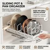 Sliding Kitchen Pull Out Pots And Pans Organizer Under Cabinet Storage Tray With 8 Adjustable Dividers For Cookware Lids Rack