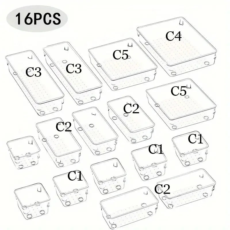 Drawer Organizers Clear Plastic Tub Containers for Bathroom Dressing Table Storage, Home Organization Makeup Kit