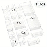 Drawer Organizers Clear Plastic Tub Containers for Bathroom Dressing Table Storage, Home Organization Makeup Kit